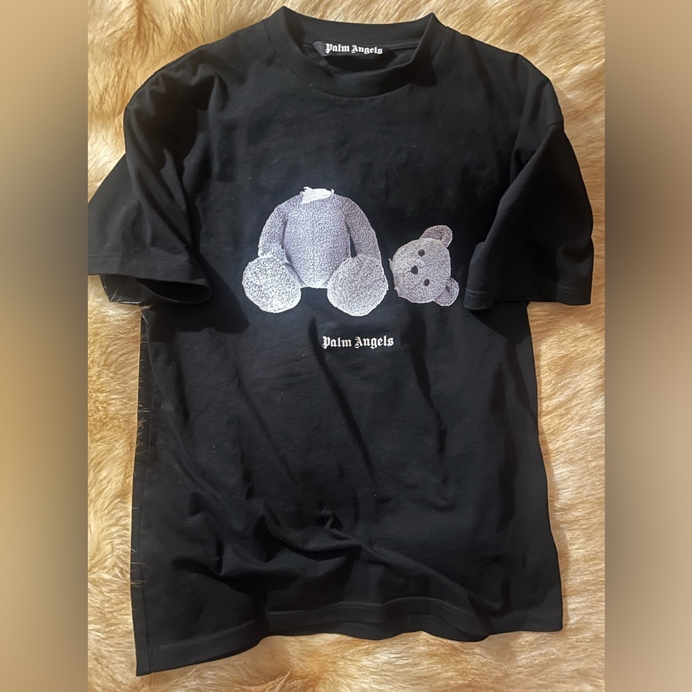 Palm Angels Mens Sz M Cotton Tshirt Kill The Bear Ice In Black Graphic Print